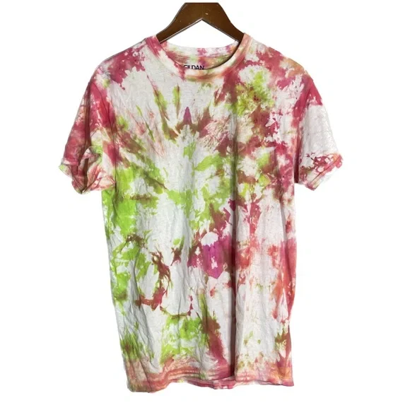 Gildan Red, Orange, and Green Tie Dye Shirt - Picture 1 of 10